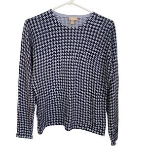 Nordstrom Studio 121 Gray/Black Herringbone‎ Print Sweater Sz M